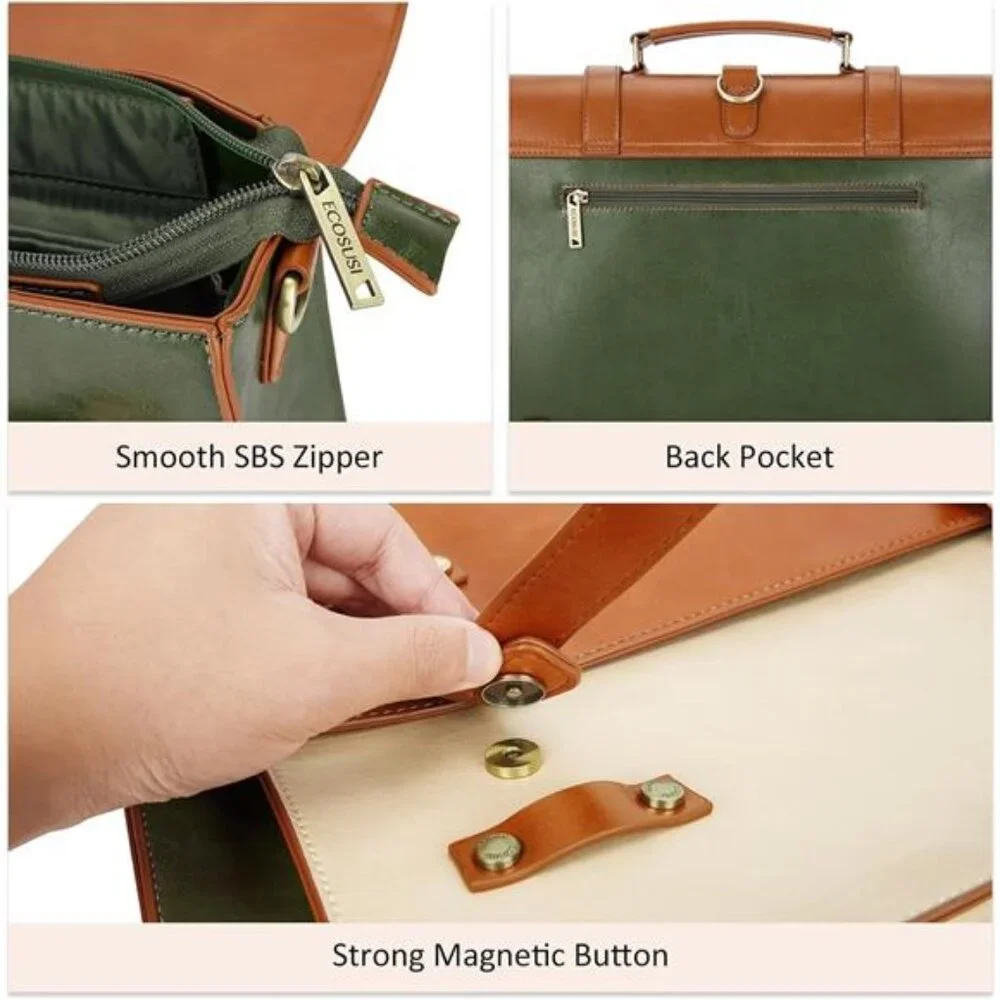 Women's Laptop Bag Vegan Leather Messenger Bag Briefcase Backpack, 15.6 inch